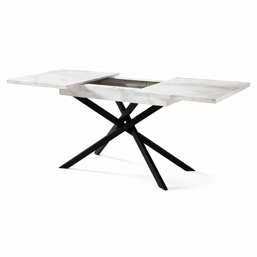 Ausziehbarer Esstisch mit Rechteckdesign und Eisenbeinen