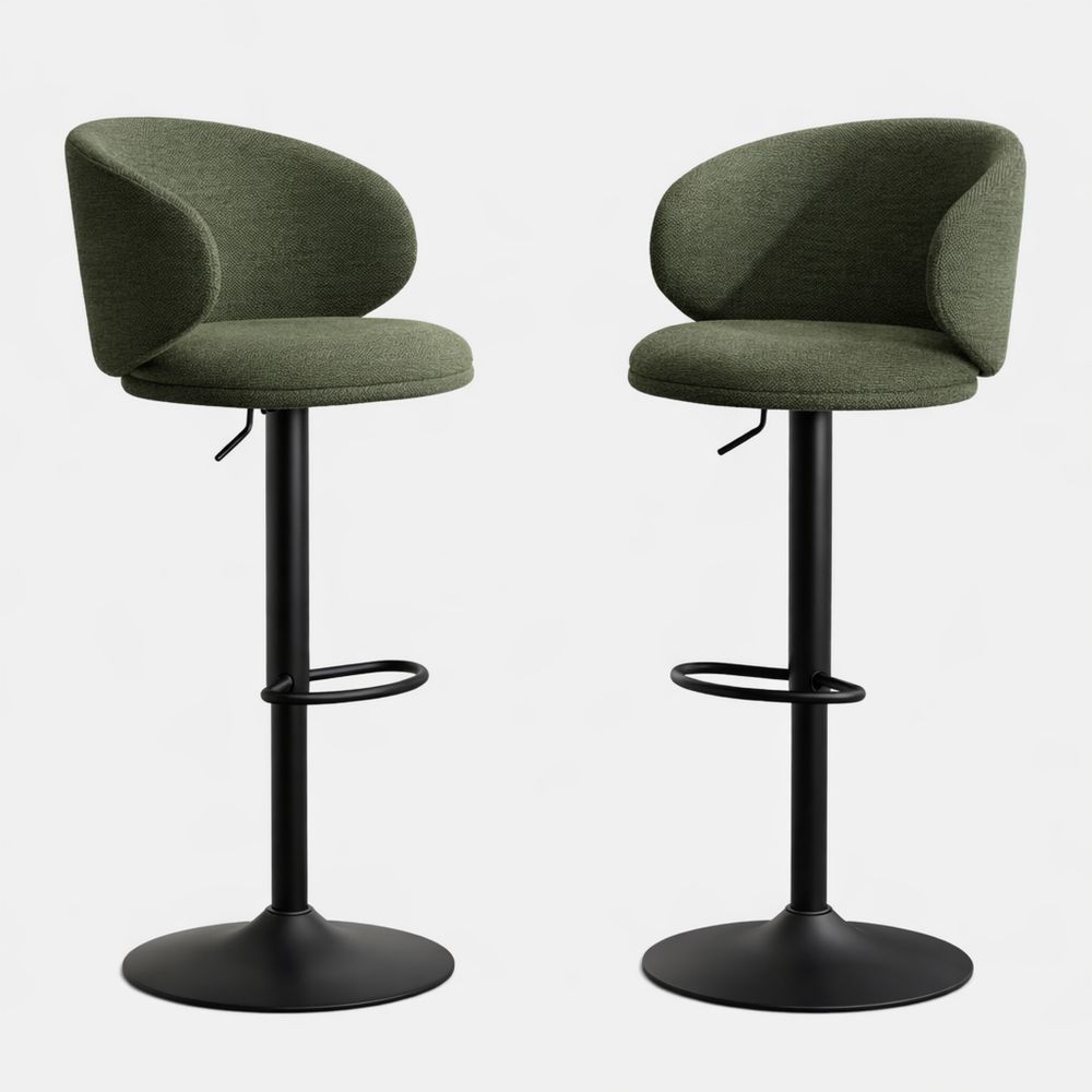 Höhenverstellbare Drehbare Barhocker mit Fußstütze für Küche und Wohnzimmer, 2er Set, Grün