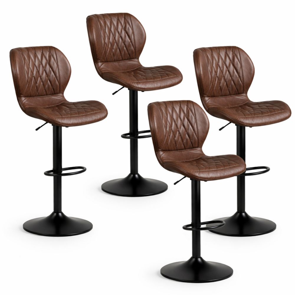 Höhenverstellbare Drehhocker aus PU-Leder, für Esszimmer und Küche, 4er-Set
