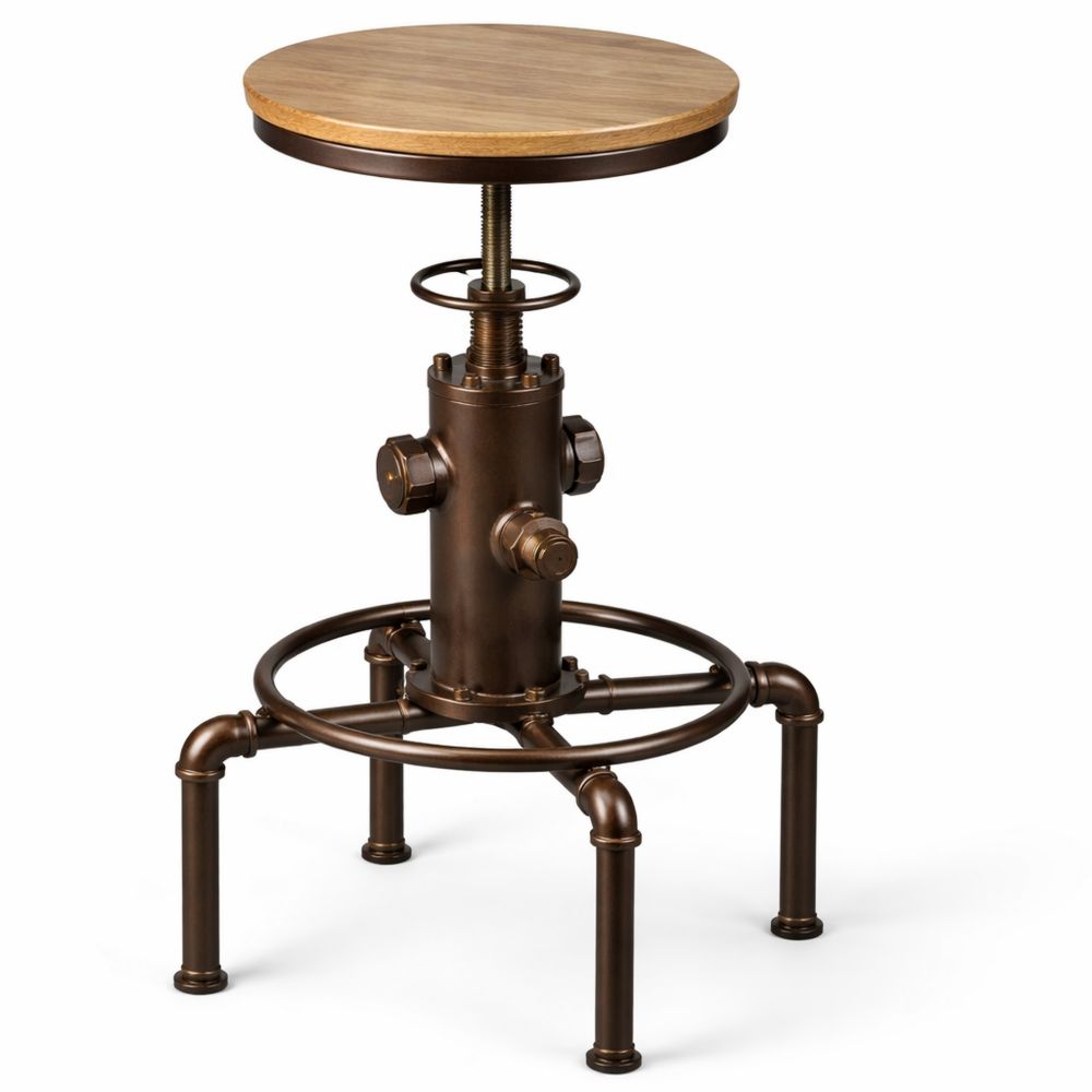 Höhenverstellbarer Barhocker mit Fußstütze, drehbarer Industrie-Stil Küchenhocker