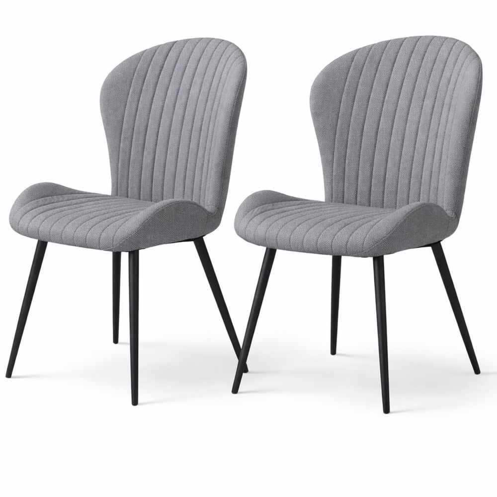Ergonomische Esszimmerstühle 2er Set mit Armlehnen, Polsterung und Metallbeinen, Dunkelgrau