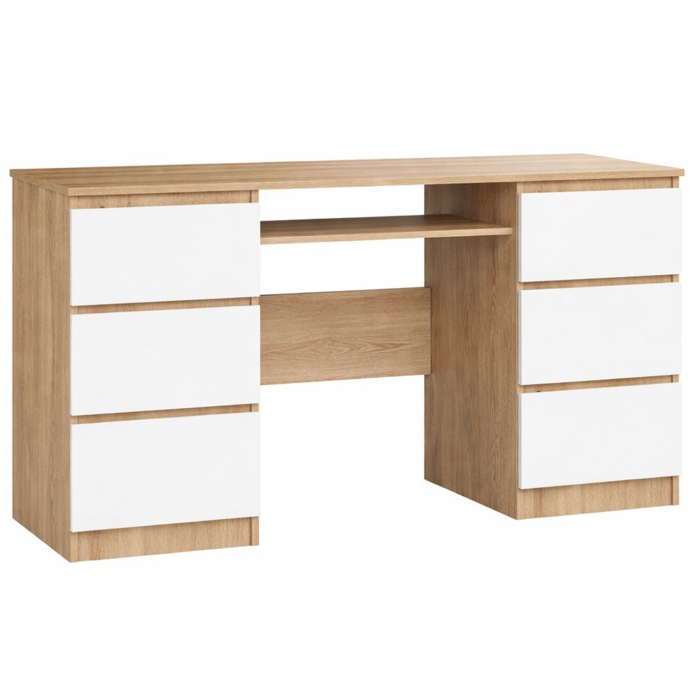 Moderner Schreibtisch mit Schubladen und Tastaturablage, kompakt