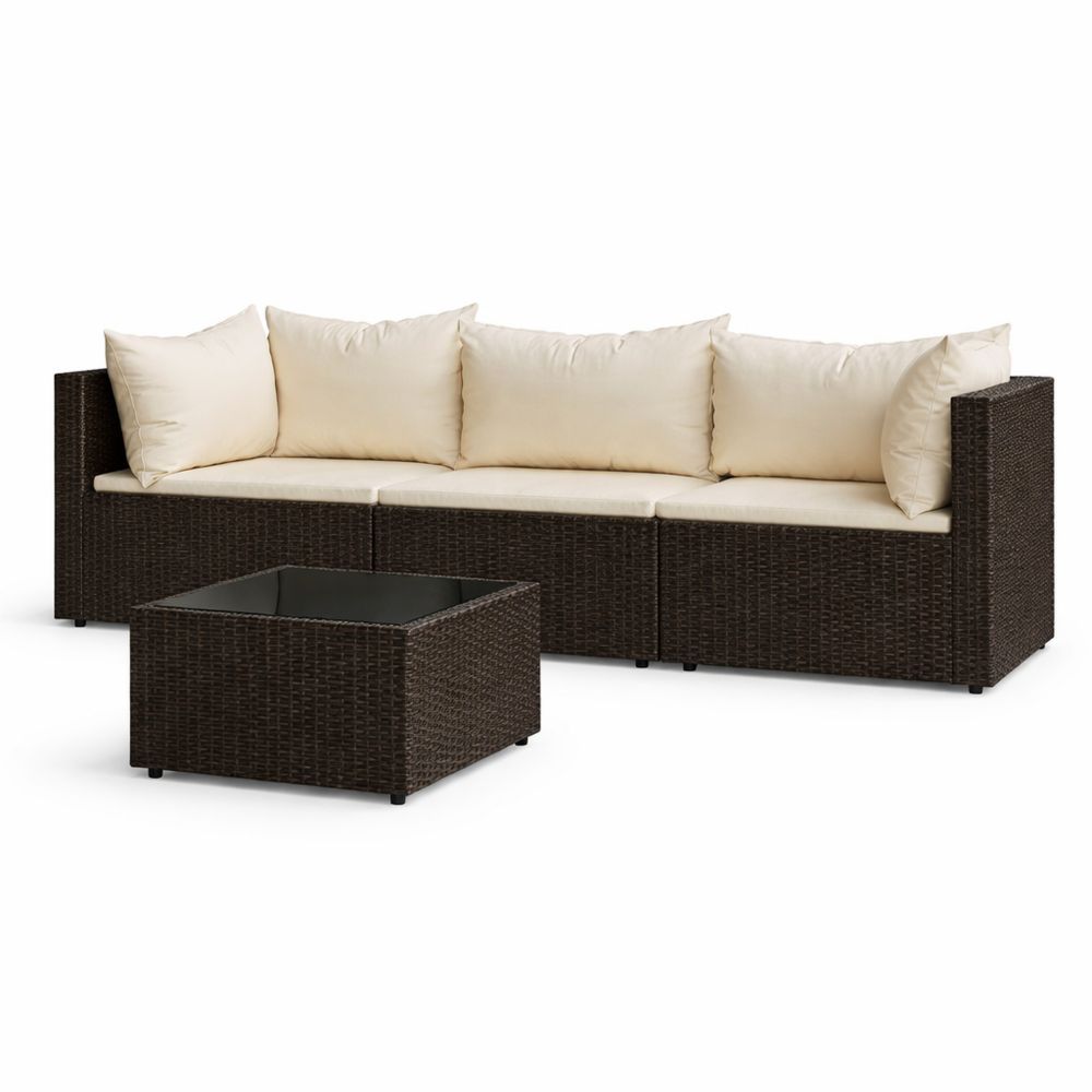 Kompaktes Rattan Balkongartenmöbel-Set mit Kissen