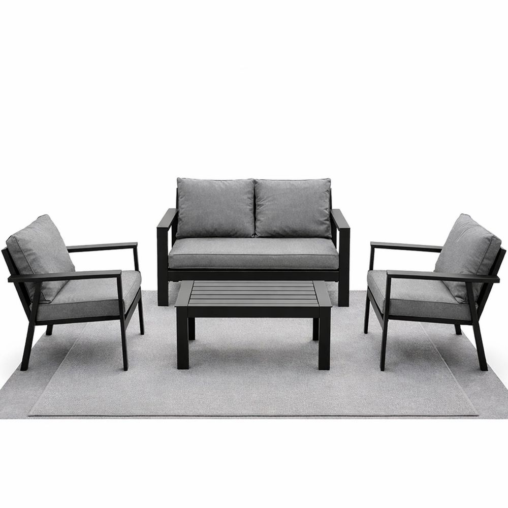 Wetterfestes Balkonmöbel-Set mit Sofa, Sesseln und Tisch