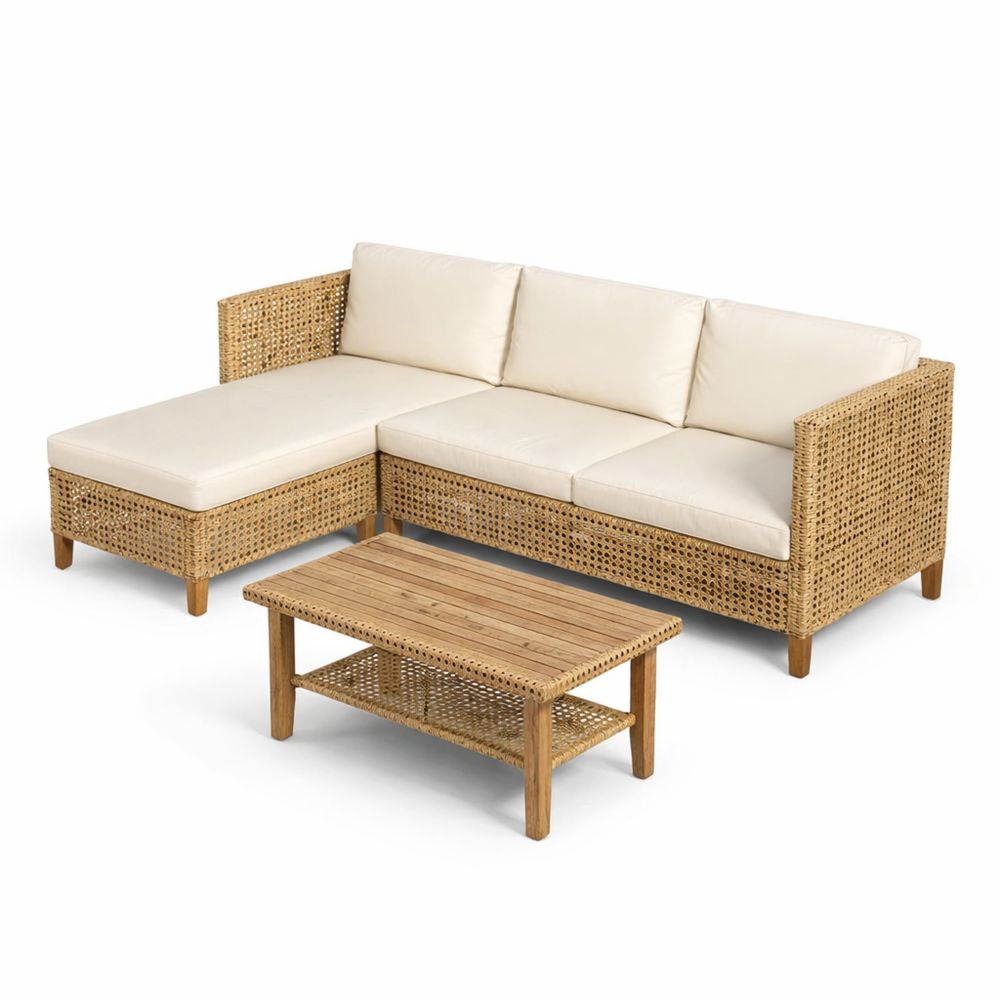 3-teiliges Outdoor-Rattanmöbel-Set für Balkon und Garten