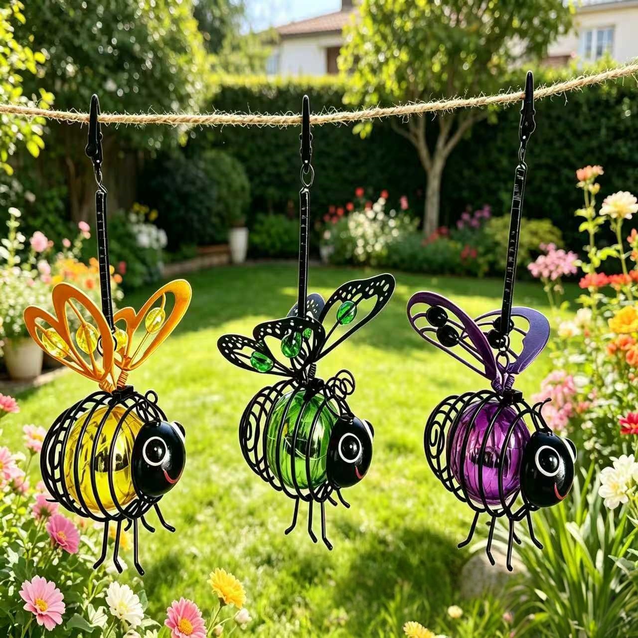 🔥 Limited-Time 50% OFF | Hanging Solar Bee Light – Warm Amber Glow for Garden Nights 🐝✨