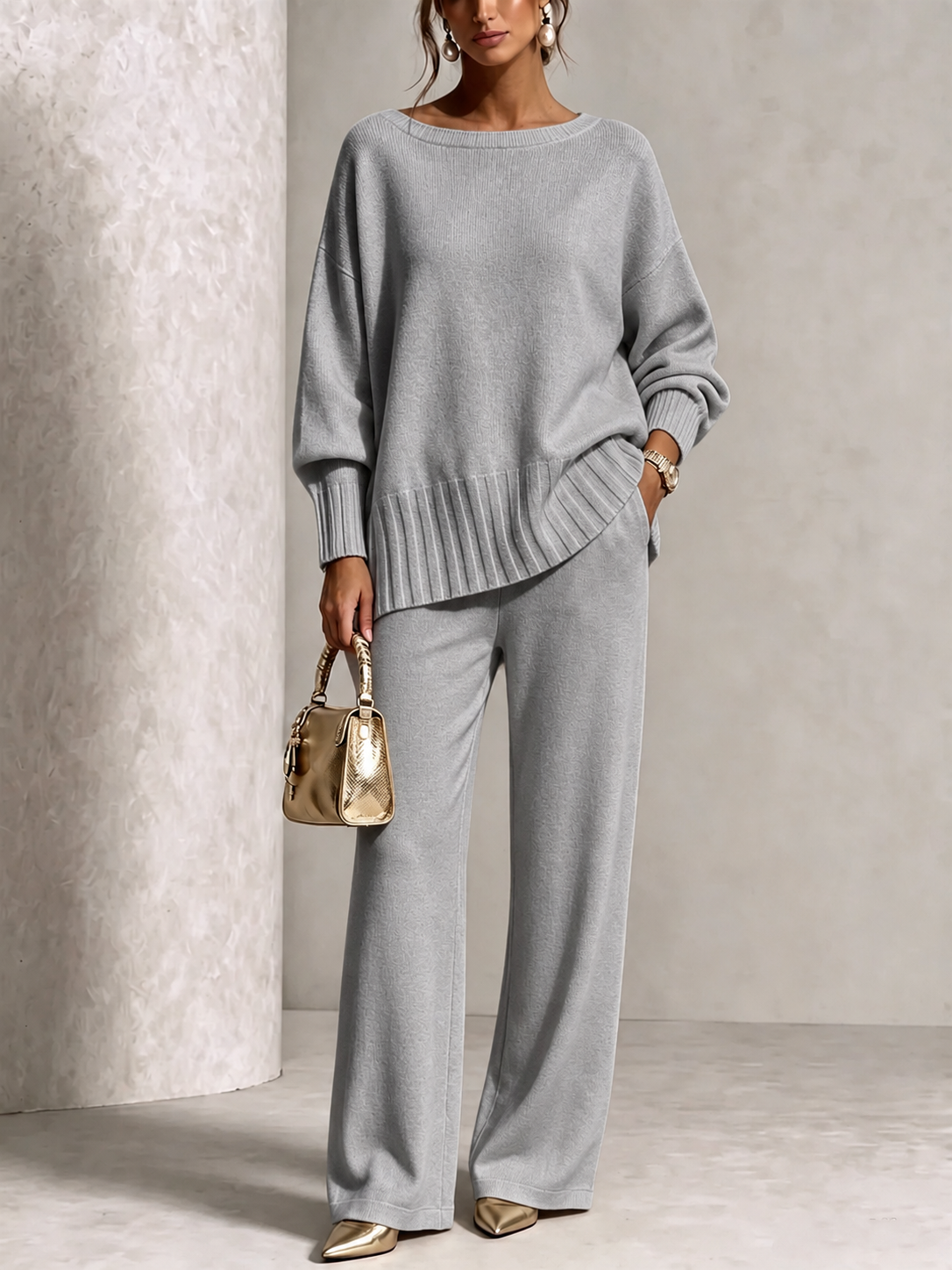 PLGCPOV cashmere sweater suit - lightgrey