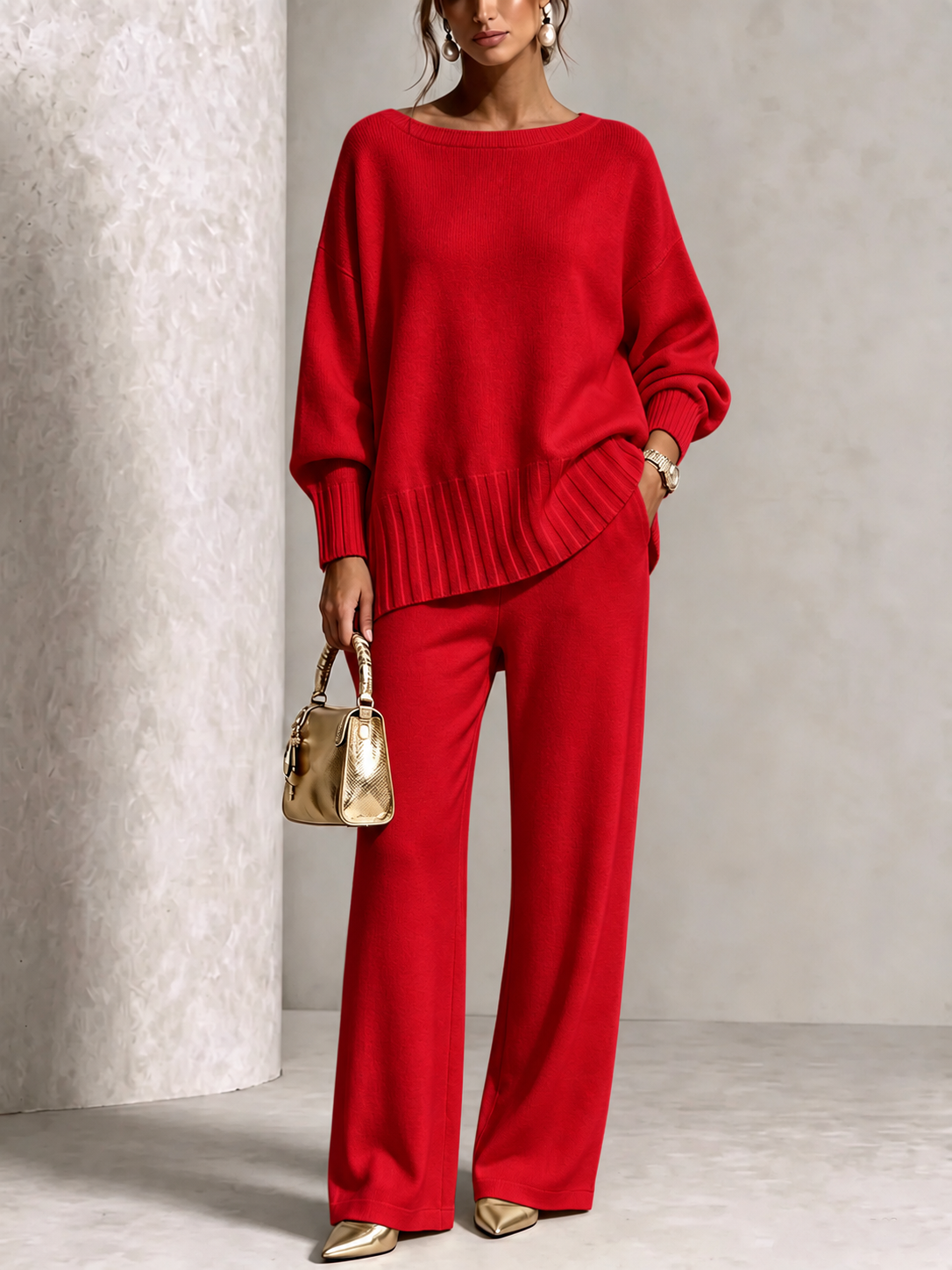 PLGCPOV cashmere sweater suit - red