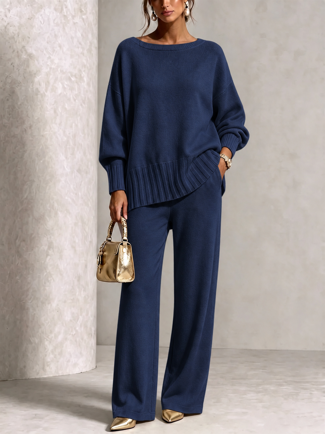 PLGCPOV cashmere sweater suit - navy