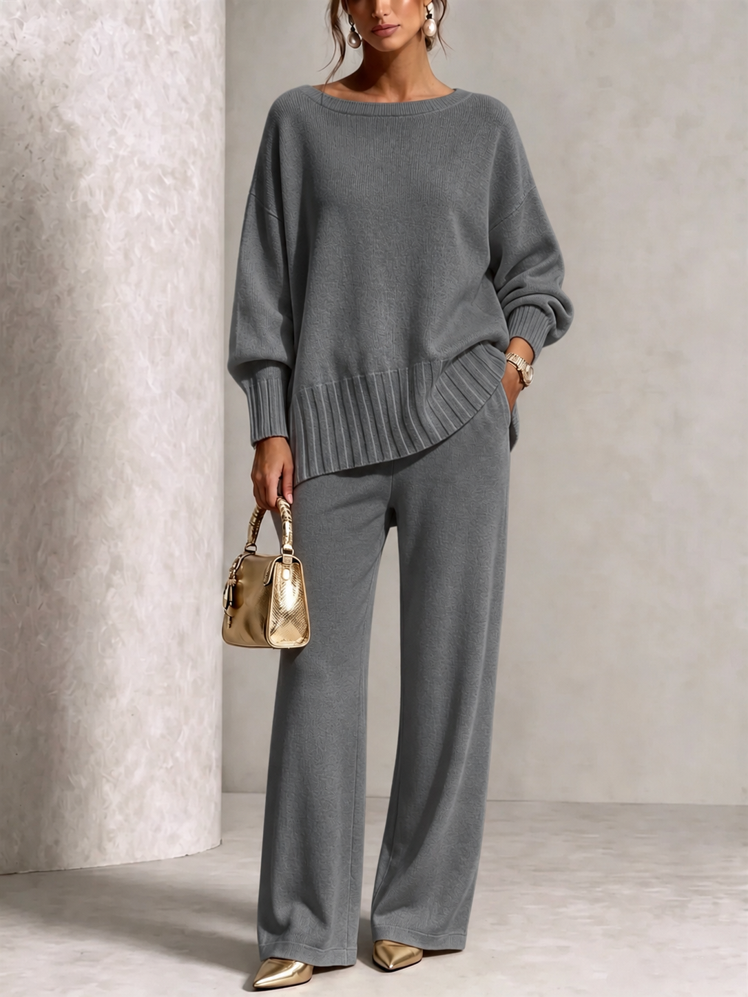 PLGCPOV cashmere sweater suit - grey