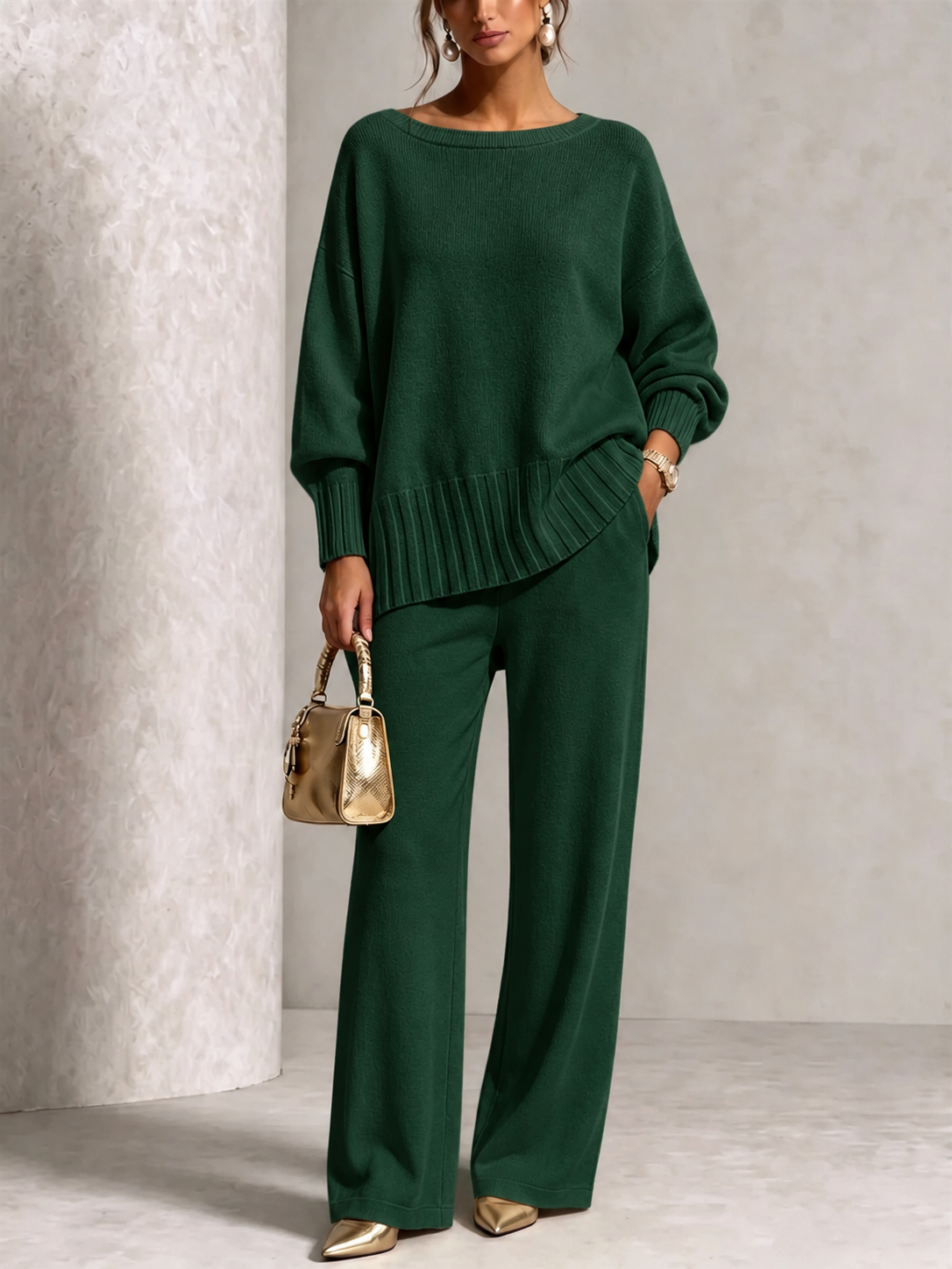 PLGCPOV cashmere sweater suit - green