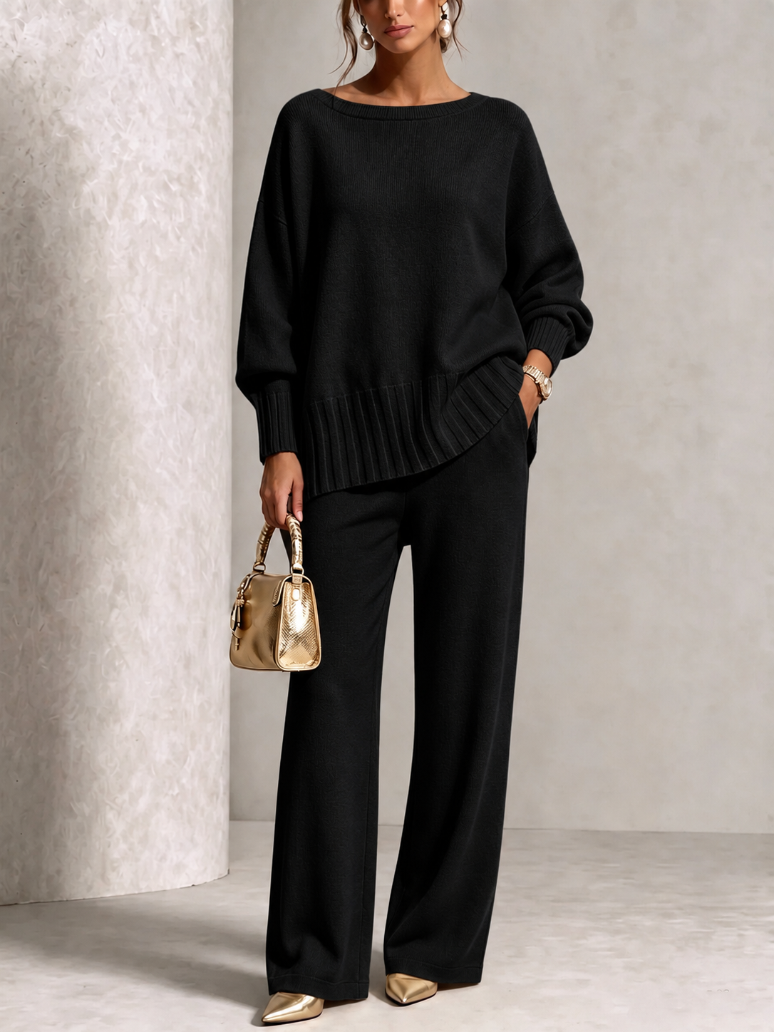 PLGCPOV cashmere sweater suit - black