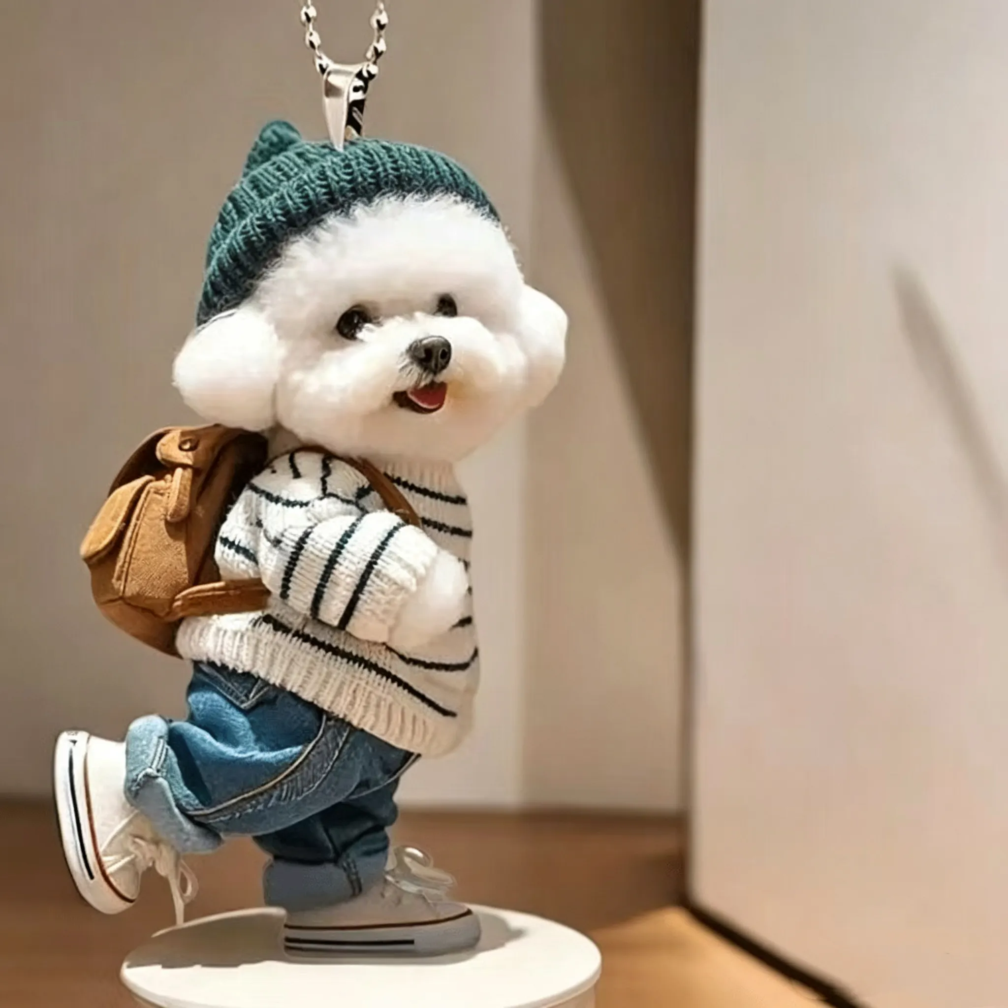 Puppy outfit 3D keychain &ndash; Traveler Knit Hat