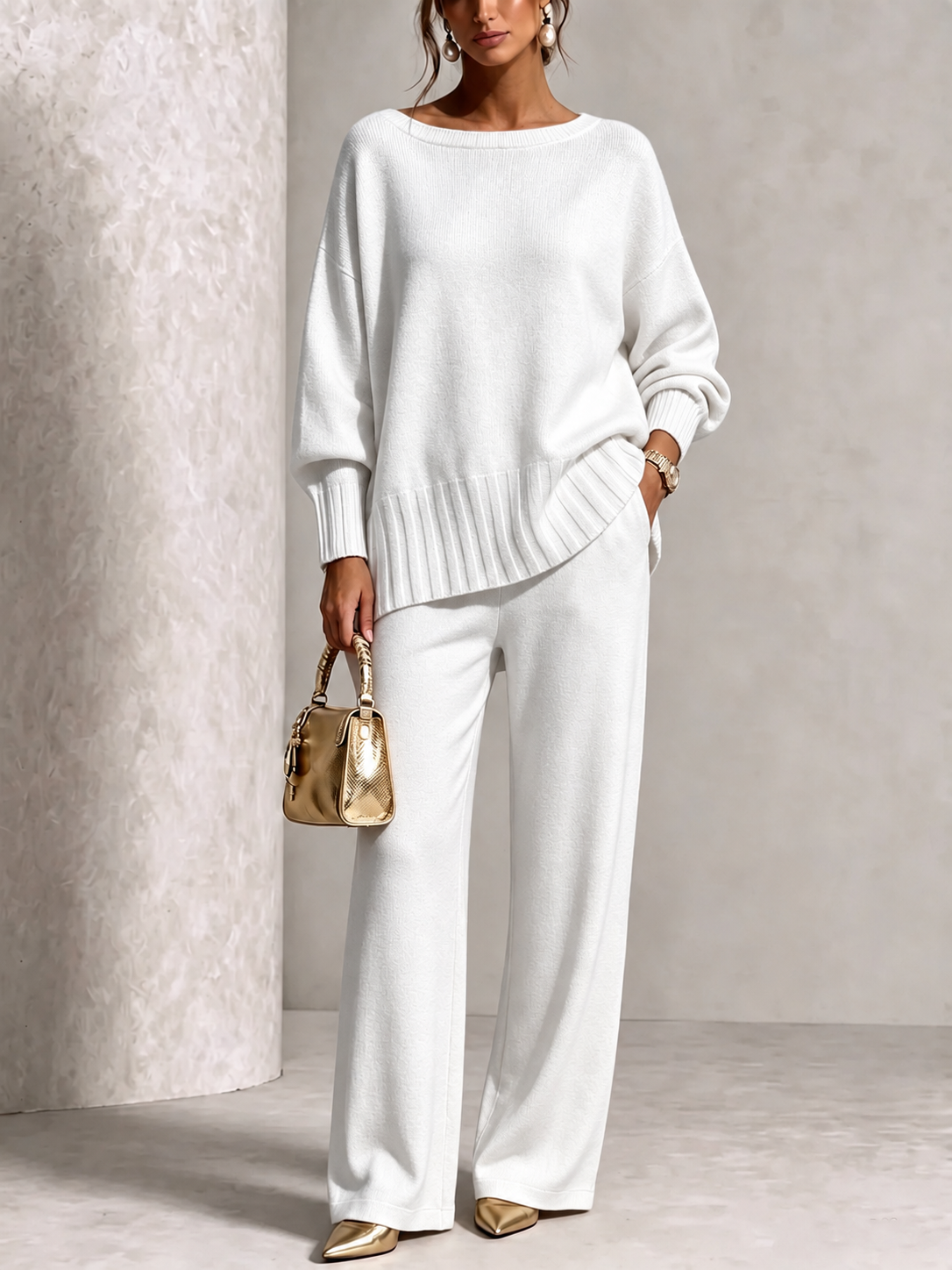 PLGCPOV cashmere sweater suit - white