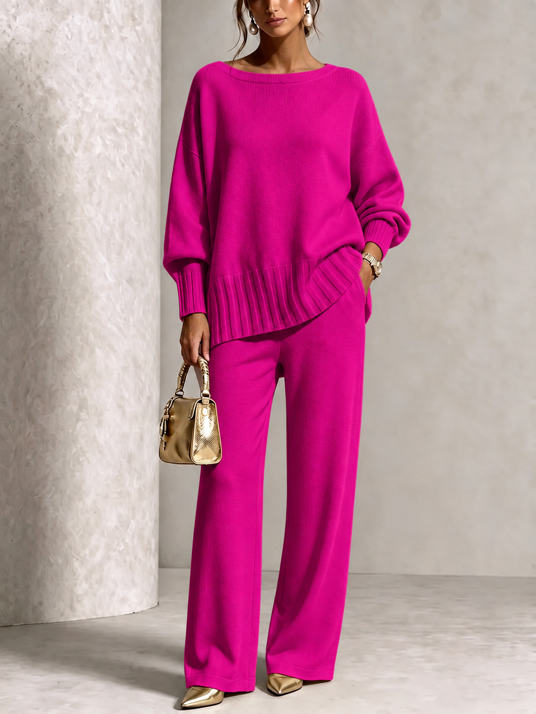 PLGCPOV cashmere sweater suit - pink