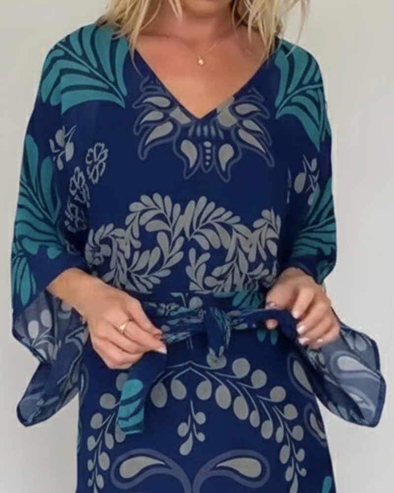 Bohemian V-Neck Loose Dress