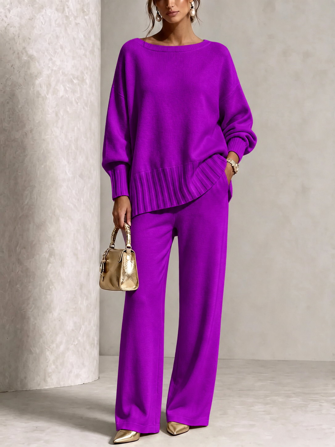 PLGCPOV cashmere sweater suit - purple