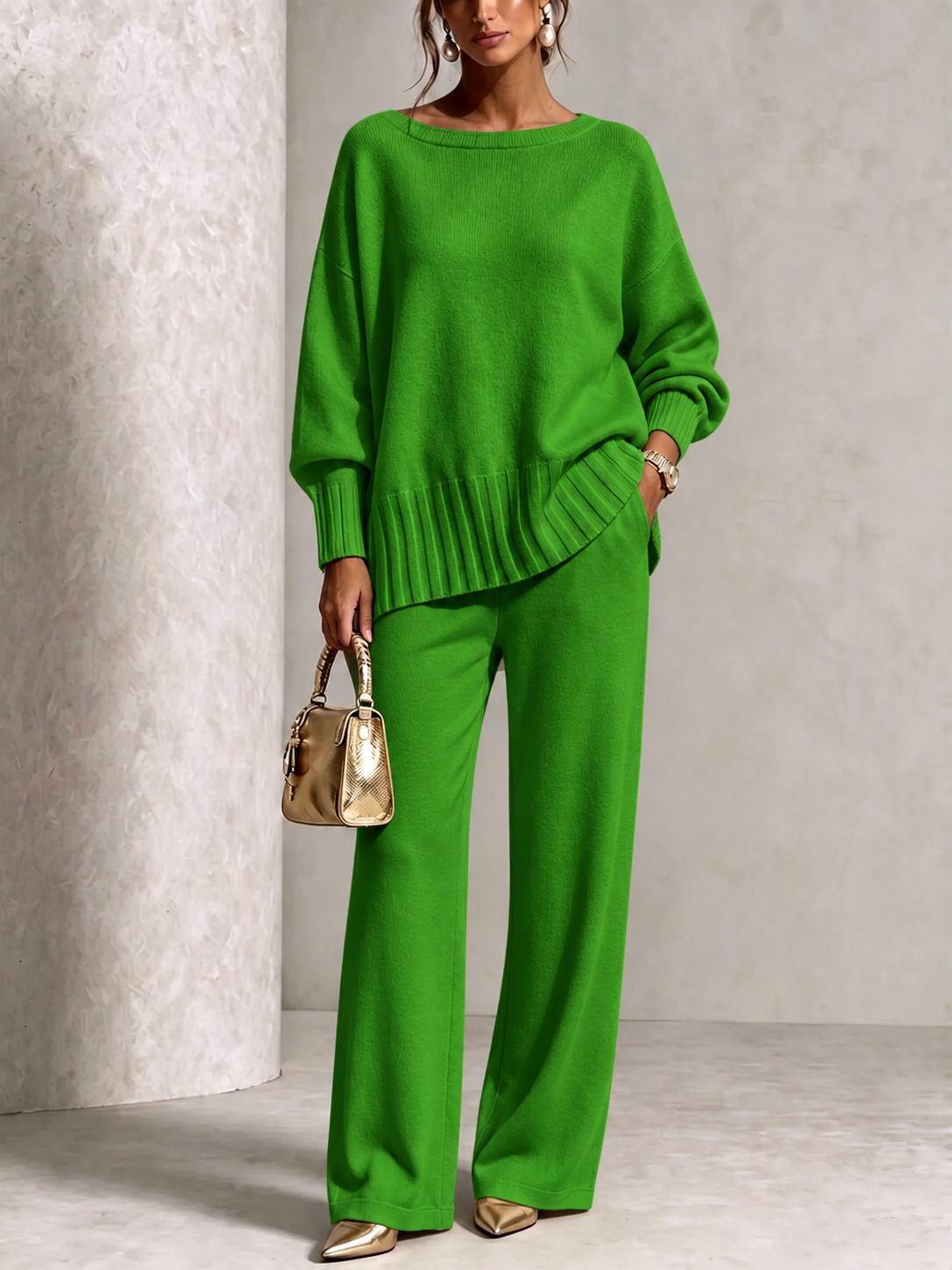 PLGCPOV cashmere sweater suit - brightgreen