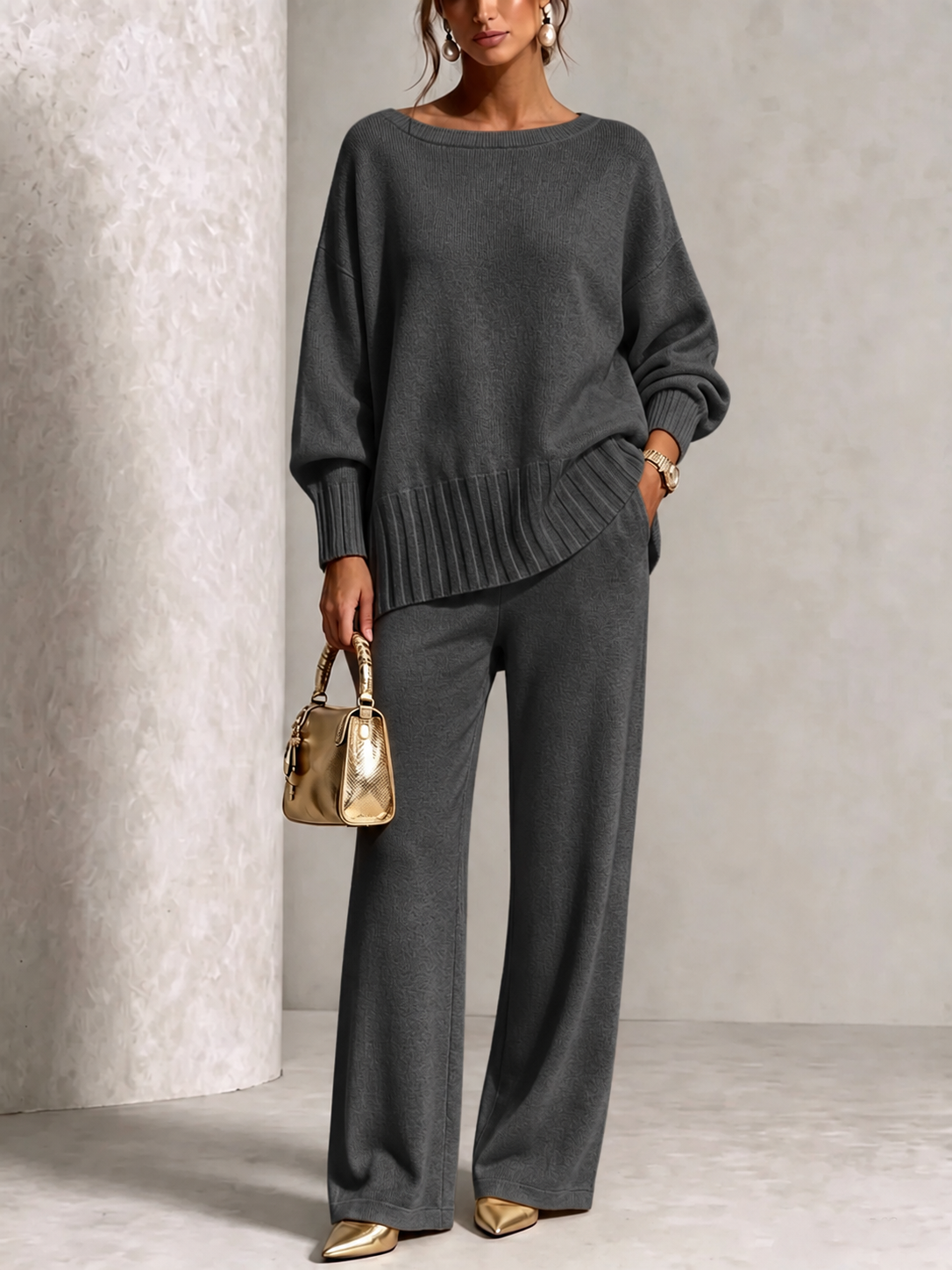 PLGCPOV cashmere sweater suit - darkgrey