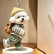 Puppy outfit 3D keychain &ndash; Yellow Knit Hat