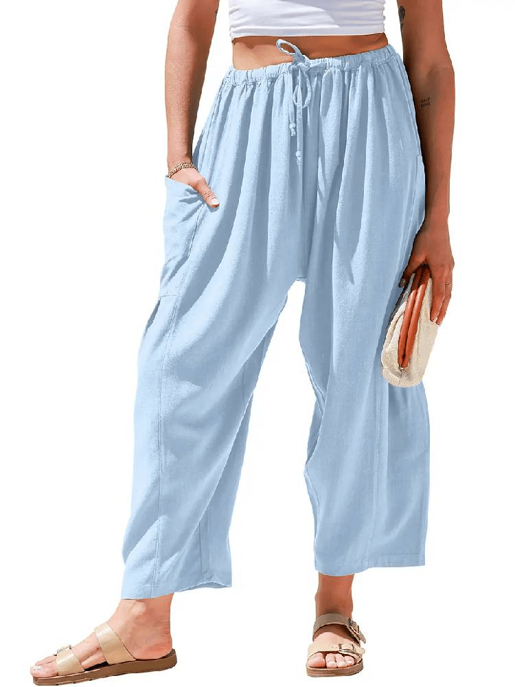 🔥👖Womens Drawstring Palazzo Harem Pants with Pockets