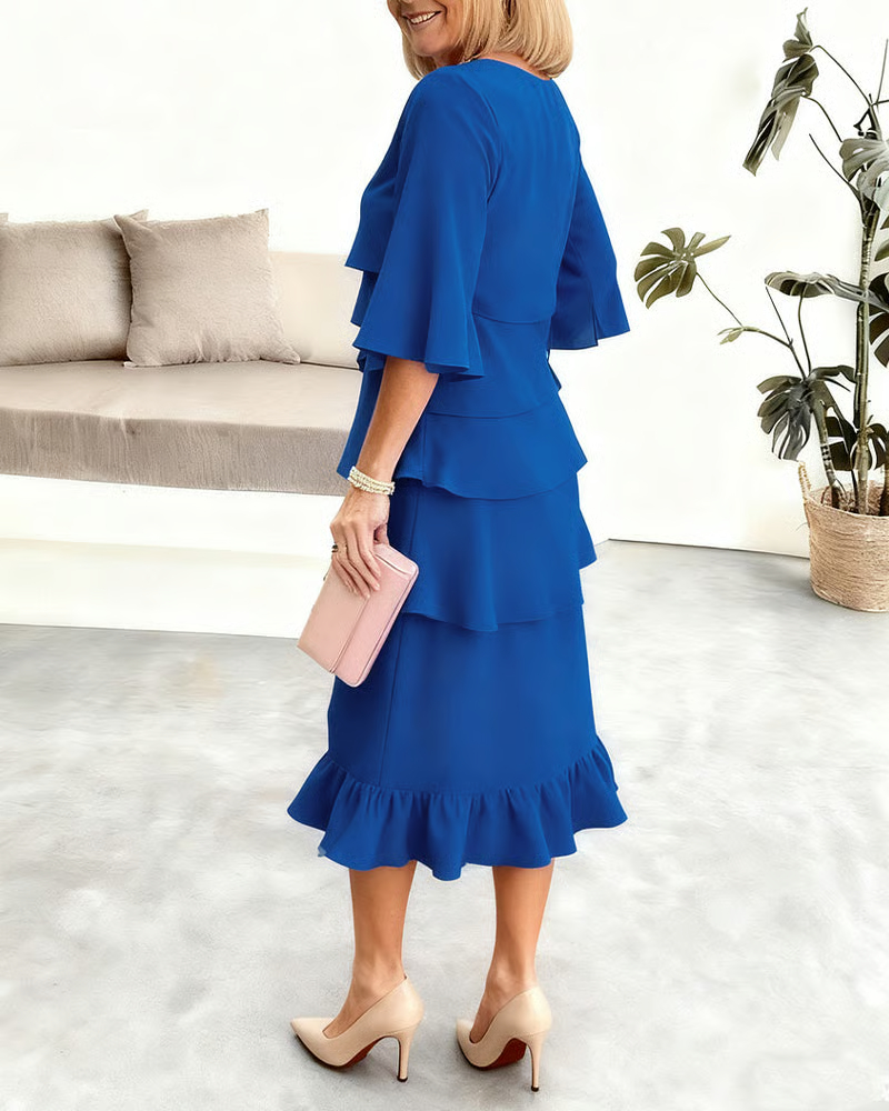 Stylish Round-Neck Tiered Dress
