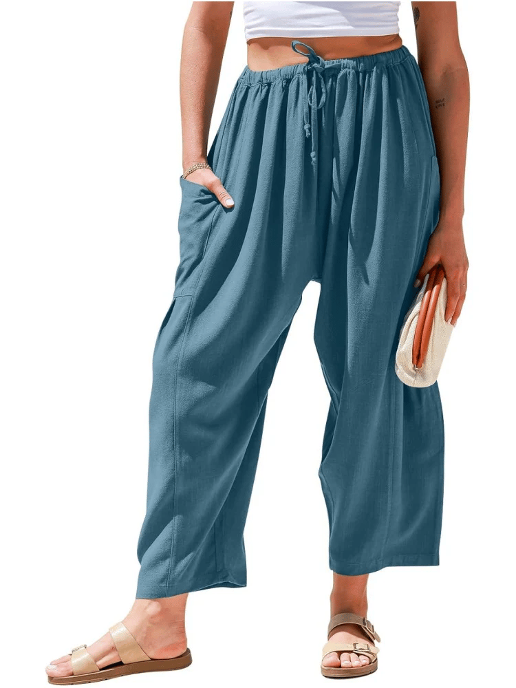 🔥👖Womens Drawstring Palazzo Harem Pants with Pockets