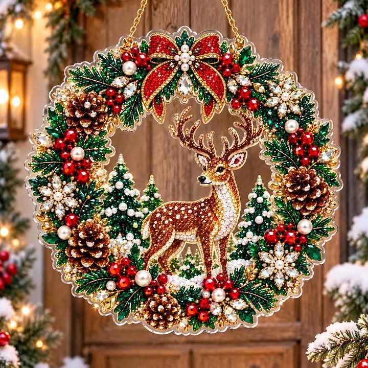 Christmas Reindeer DIY diamond painting hanging ornament
