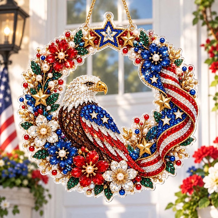 Patriotic Eagle DIY diamond painting hanging ornament
