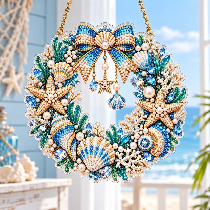 Coastal Shells DIY diamond painting hanging ornament