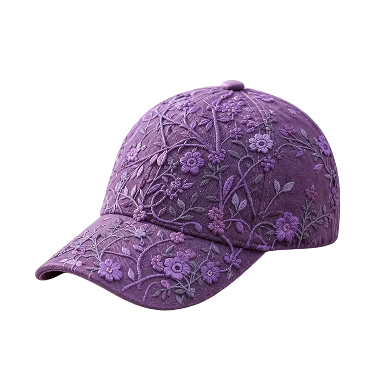 Costcrow Women's Vintage-Washed Floral Embroidered Baseball Cap – lavender fields