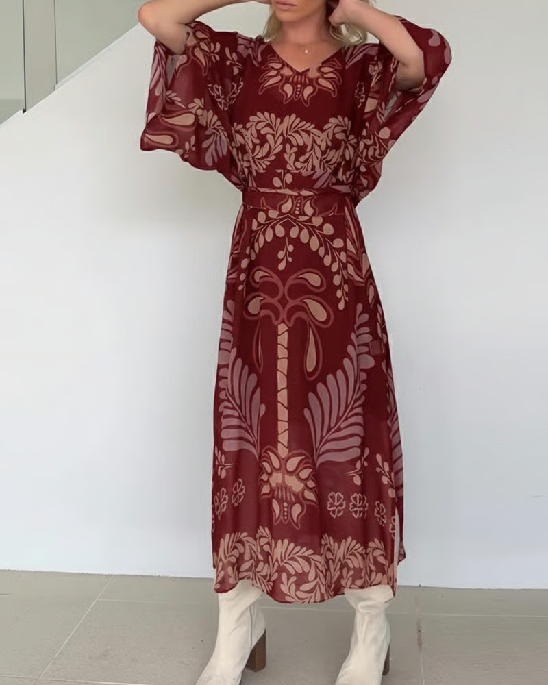 Bohemian V-Neck Loose Dress