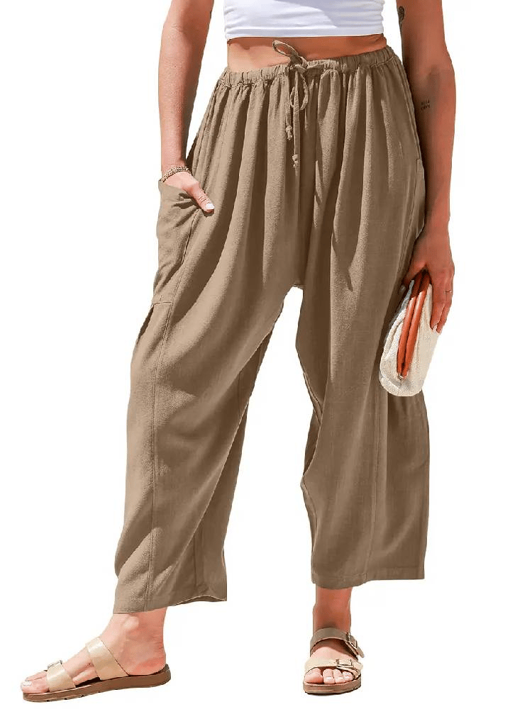 🔥👖Womens Drawstring Palazzo Harem Pants with Pockets