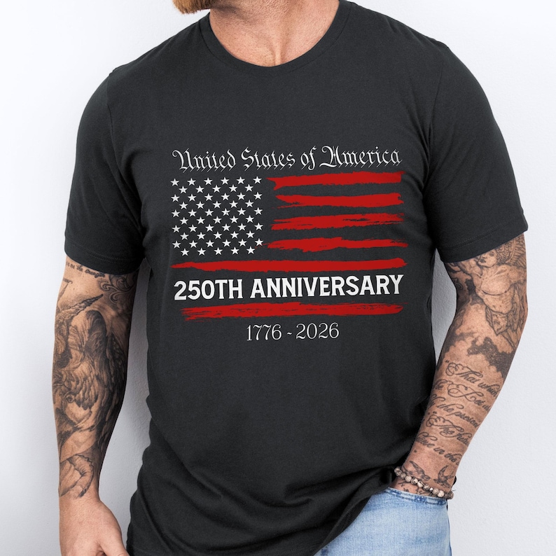 USA 250th Anniversary Shirt, 1776 2026 Patriotic Tee, United States Bicentennial Shirt, American Flag Shirt for Men July 4th Gift