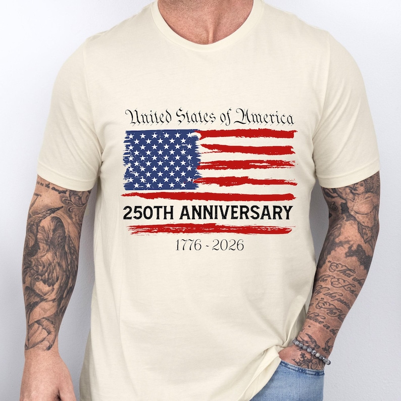 USA 250th Anniversary Shirt, 1776 2026 Patriotic Tee, United States Bicentennial Shirt, American Flag Shirt for Men July 4th Gift