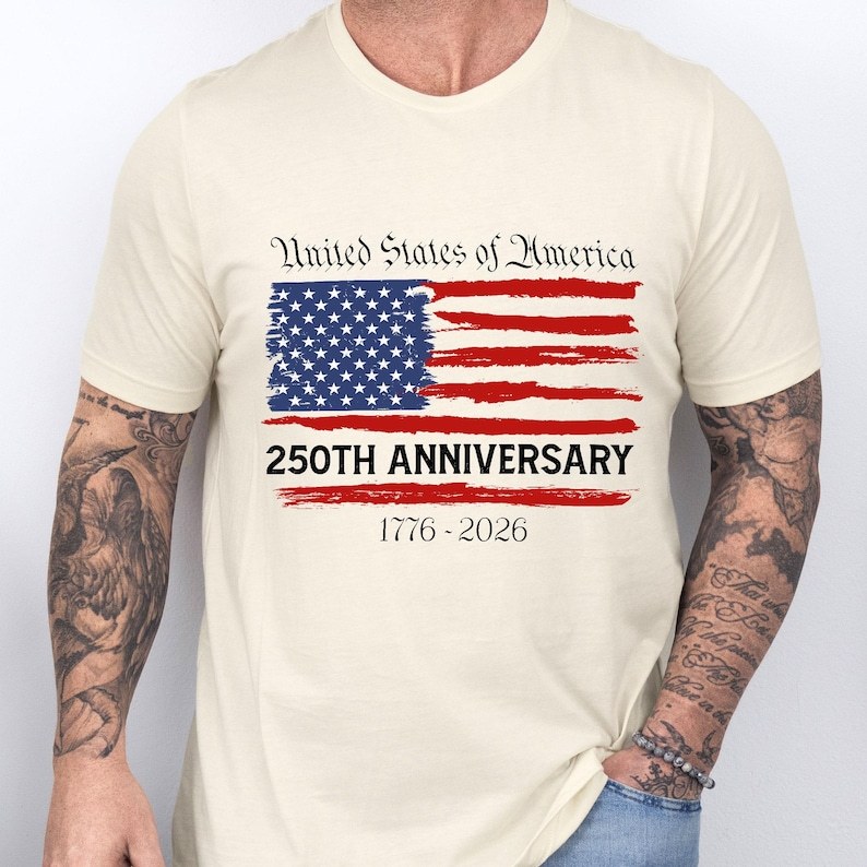 USA 250th Anniversary Shirt, 1776 2026 Patriotic Tee, United States Bicentennial Shirt, American Flag Shirt for Men July 4th Gift