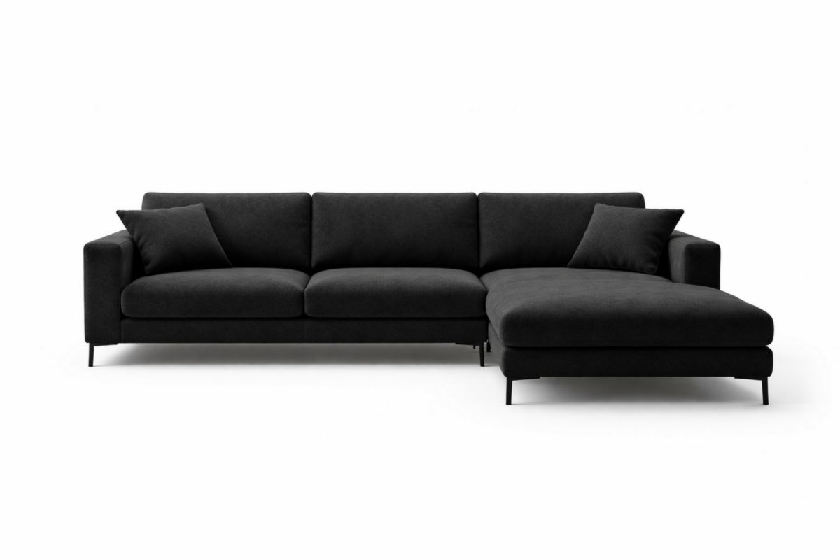 Ecksofa rechts Schwarz Polyester 300x100x85 cm