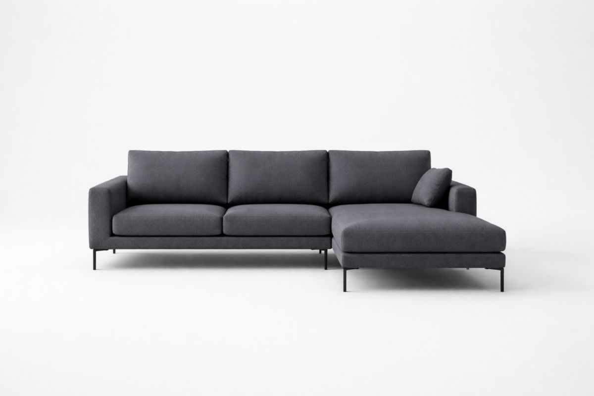 Ecksofa Stoff Anthrazit mit Metallbeinen