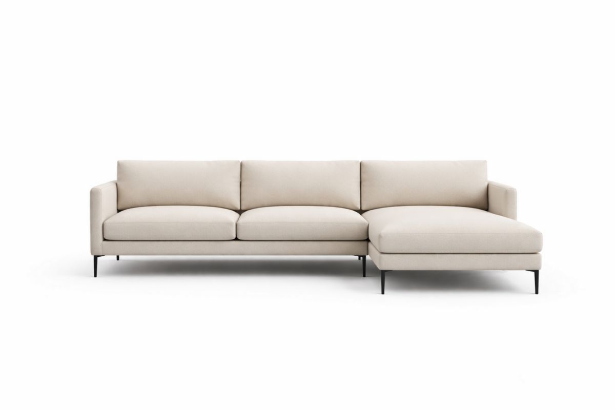 Ecksofa Beige Polyester Metallbeine 300x150 cm