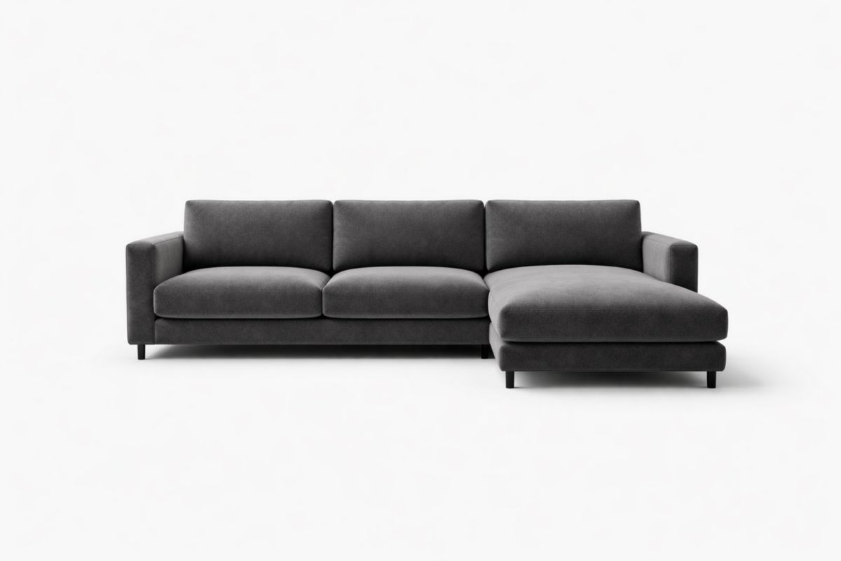 Ecksofa Grau Polster Stoff Holzrahmen