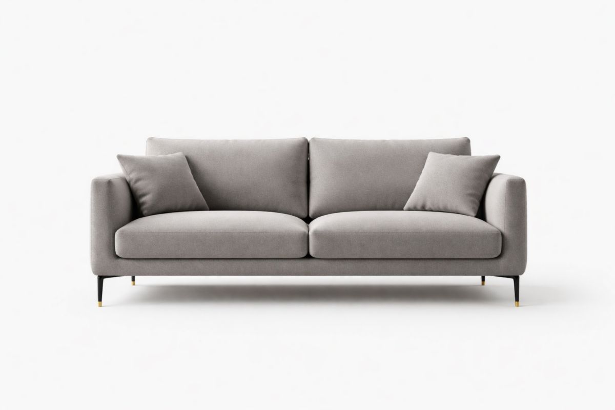 2-Sitzer Sofa aus Polyester Stoff mit Metallbeinen in Grau