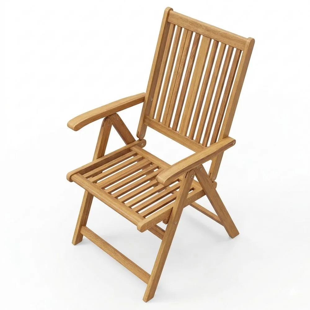 Vier Klappbare Gartenstühle aus Massivem Akazienholz für Balkon und Terrasse