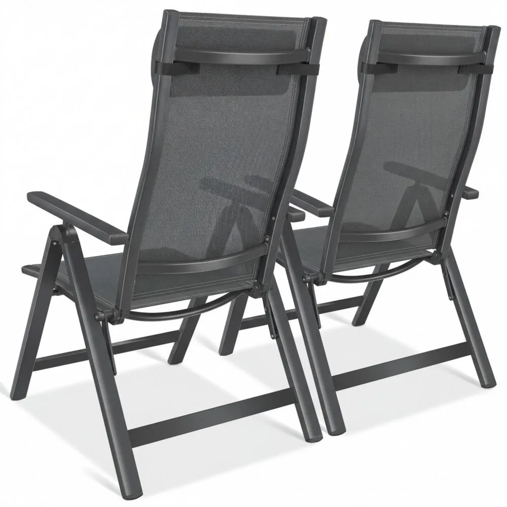 Hochlehner Gartenstuhl Set mit verstellbarer Rückenlehne und Kopfstütze