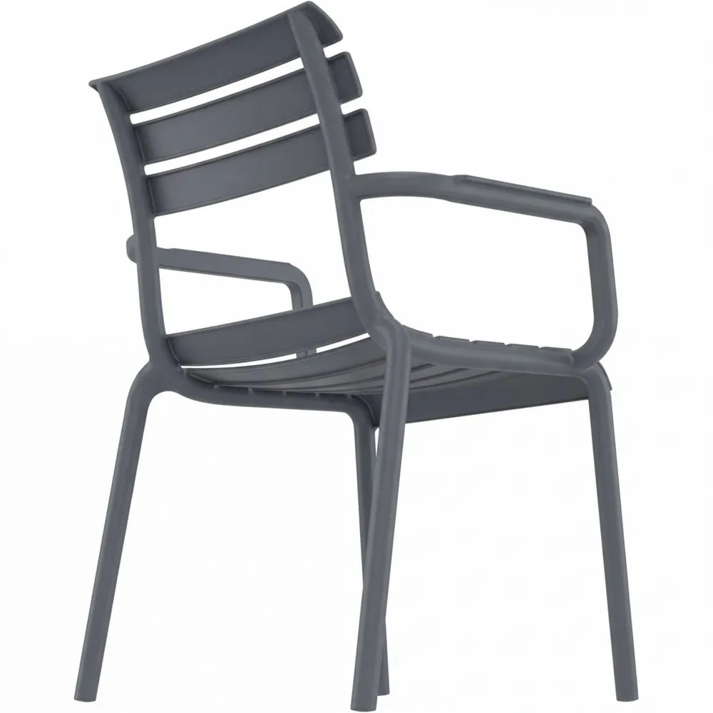 Stapelbarer wetterfester Gartenstuhl, UV-beständig, belastbar bis 160 kg, dunkelgrau