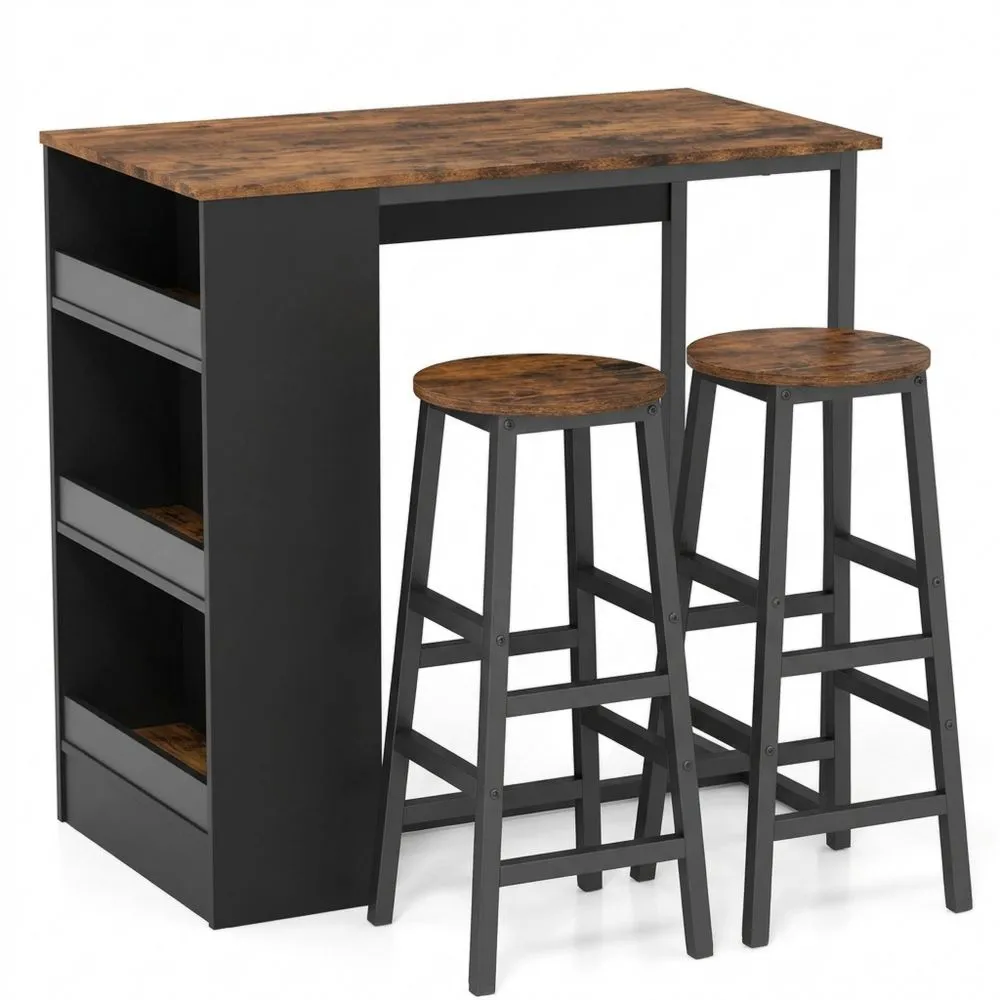Kompaktes Bartisch-Set mit Stauraum, ideal für Wohn- und Esszimmer