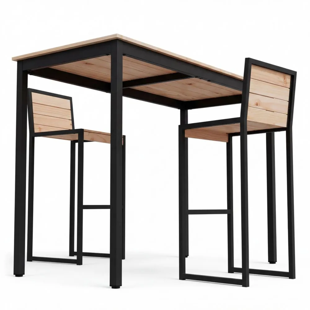 Hoher Bartisch aus massivem Kiefernholz 110 x 55 x 105 cm für Wohnzimmer