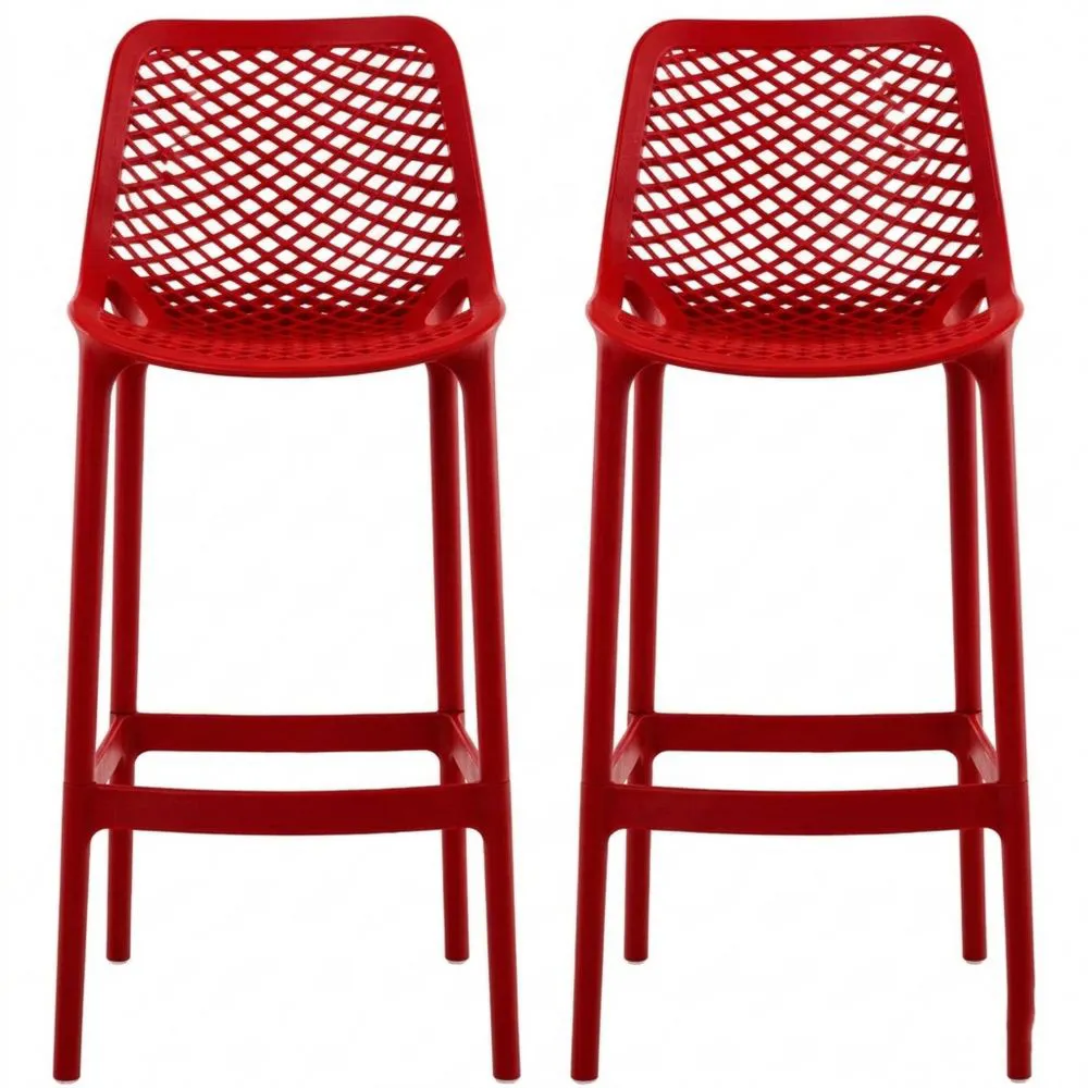 Wetterfeste Garten-Barhocker mit Lehne, UV-beständig, bis 160 kg, Rot
