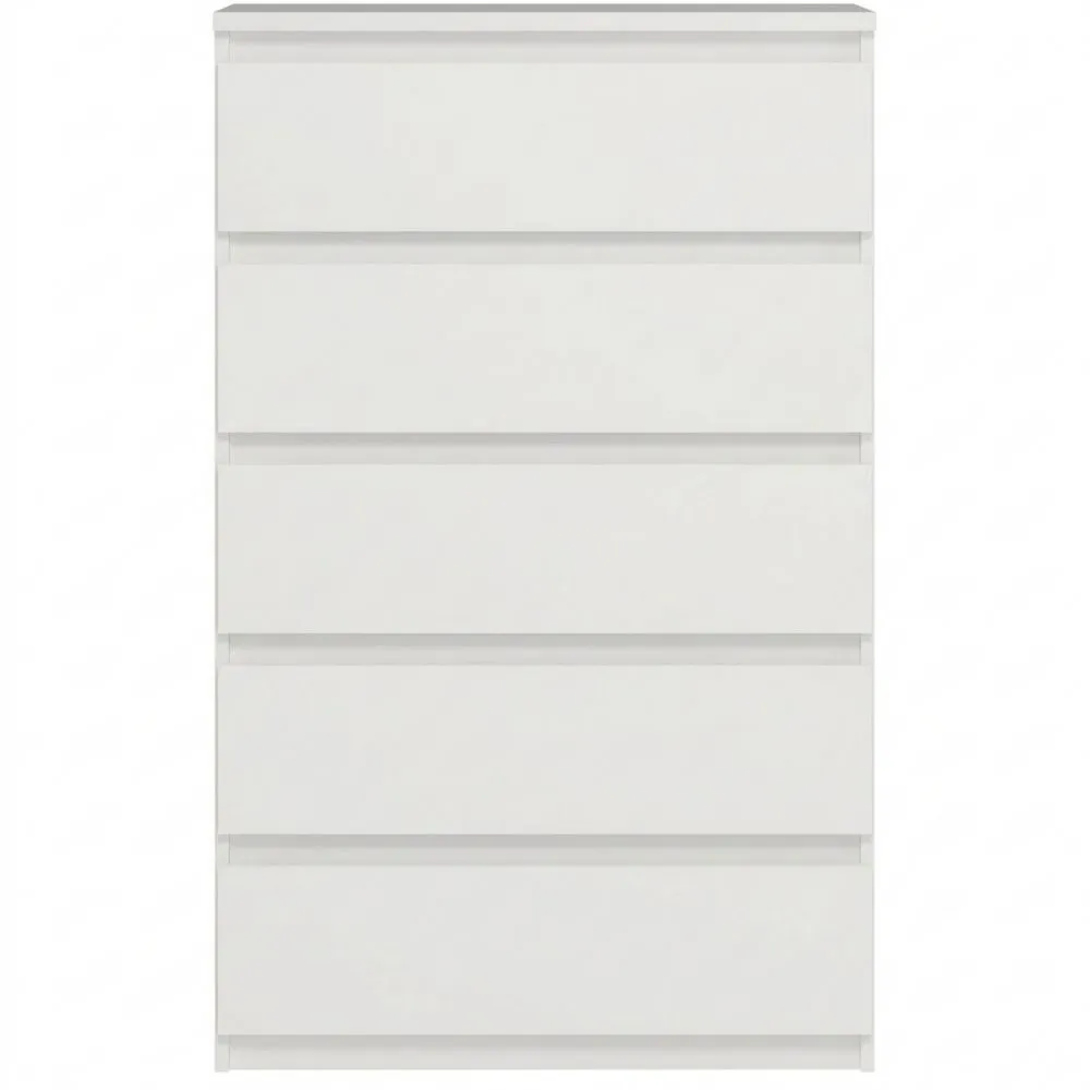Hohe Kommode mit 5 Schubladen, Weiß, 77,2 x 128,1 x 42,2 cm