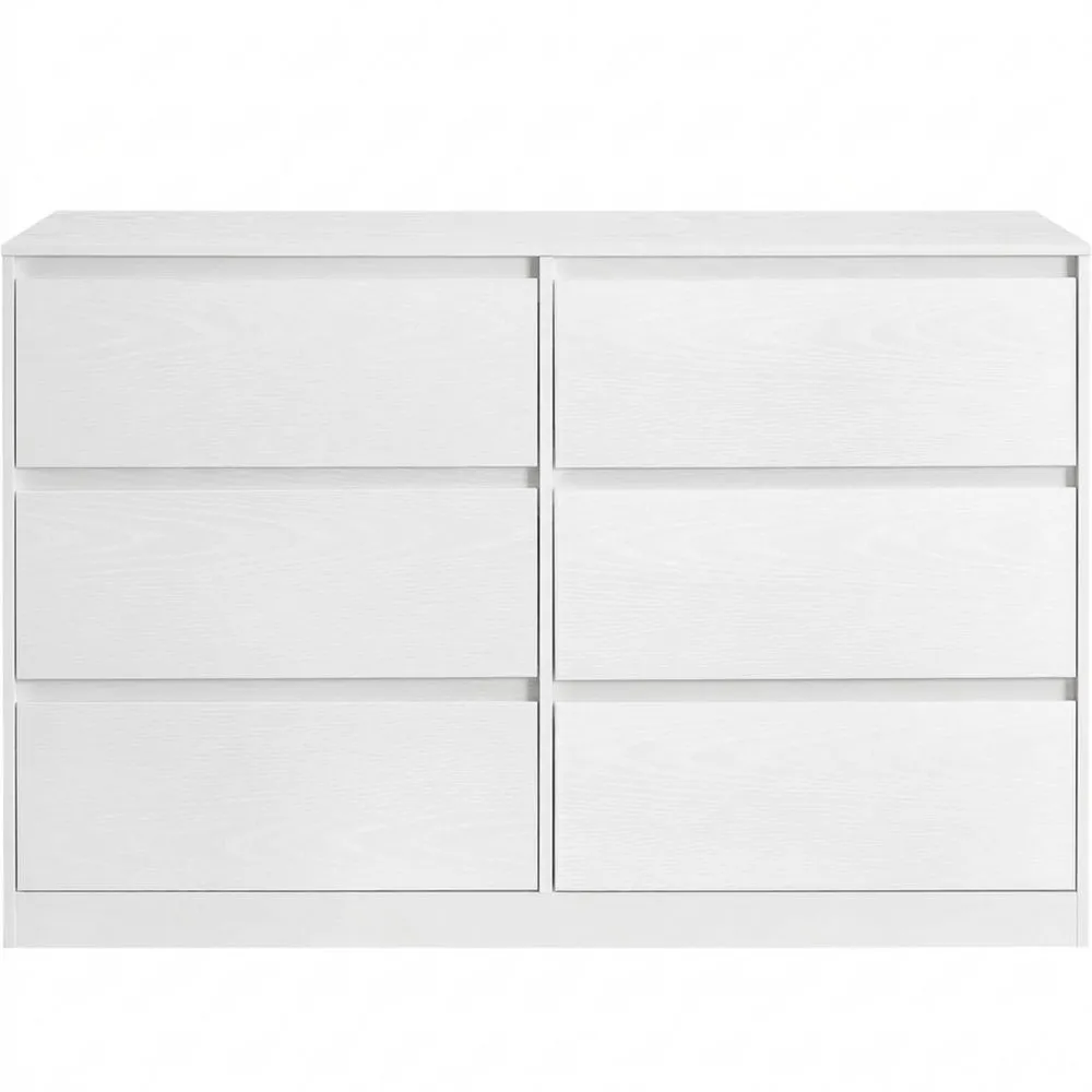 Moderne Kommode mit 6 Schubladen für Schlafzimmer, 40 x 119,4 x 75 cm, schneeweiß