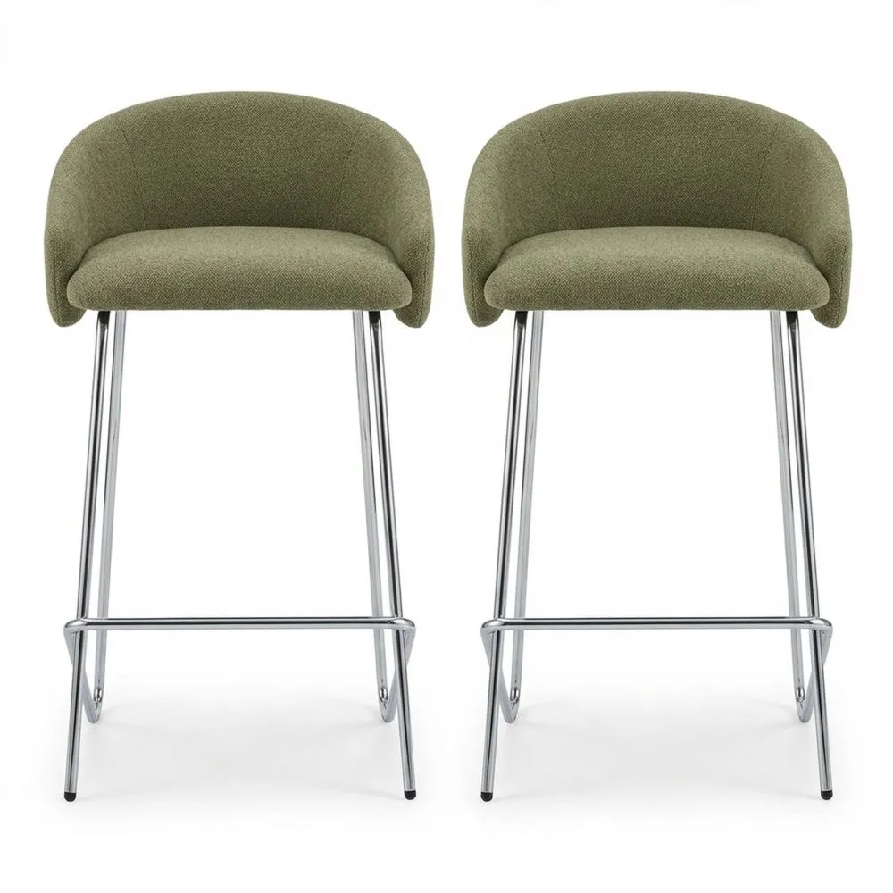 Moderner Barhocker mit Rückenlehne für Küche oder Hausbar, 2er Set, Grün